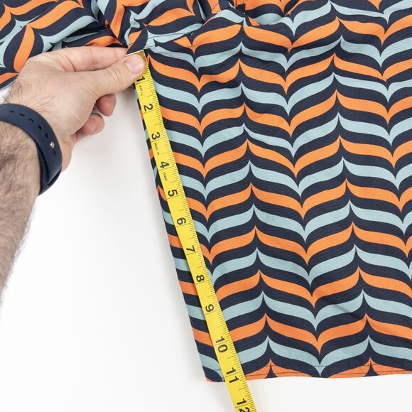 Patagonia Wavefarer Board Shorts Men's 34 Orange Blue Wavy Print Unlined Beach - Picture 11 of 11